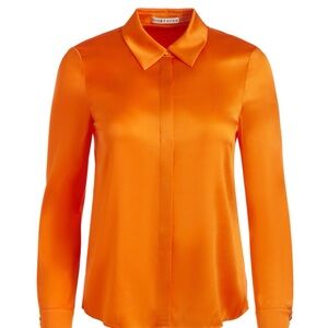 NWT! Alice + Olivia Vibrant Orange blouse top button up.